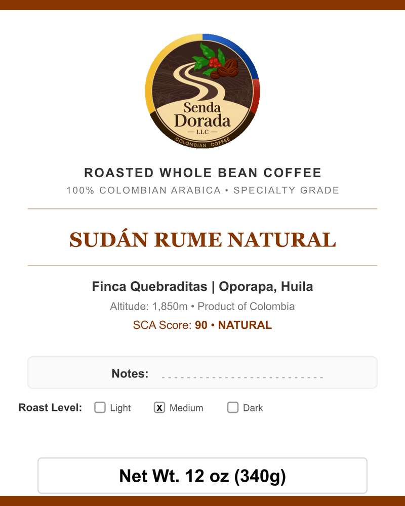 Q33 Sudán Rume Natural — Senda Dorada label